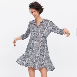 NWT Zara Snakeprint Shirt Dress - Size XS